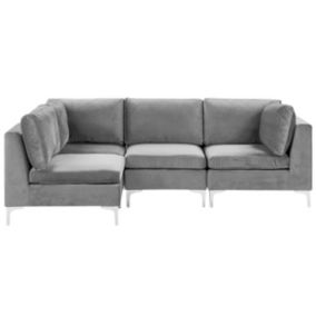 Sofa narożna Evja Szary Welur Prawostronny 1 szt.
