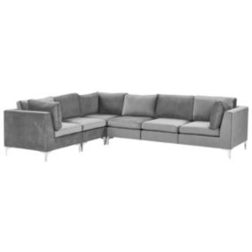 Sofa narożna Evja Szary Welur Prawostronny 1 szt.
