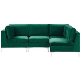 Sofa narożna Evja Zielony Welur Lewostronny 1 szt.