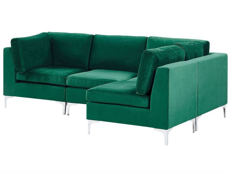 Sofa narożna Evja Zielony Welur Lewostronny 1 szt.