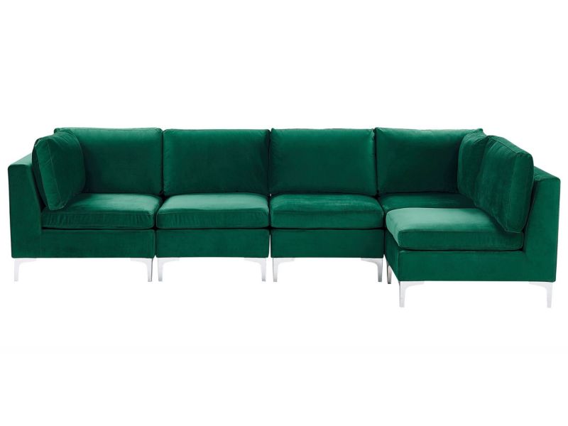 Sofa narożna Evja Zielony Welur Lewostronny 1 szt.