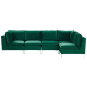 Sofa narożna Evja Zielony Welur Lewostronny 1 szt.