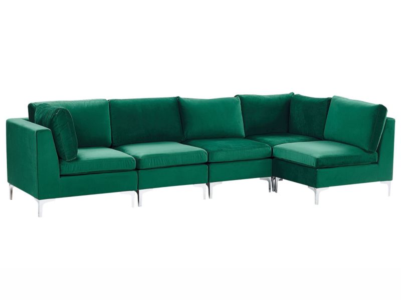 Sofa narożna Evja Zielony Welur Lewostronny 1 szt.