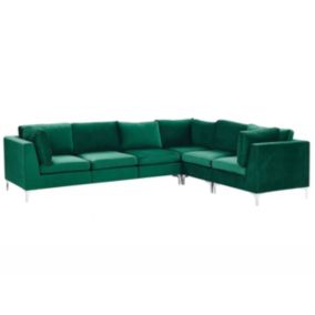 Sofa narożna Evja Zielony Welur Lewostronny 1 szt.