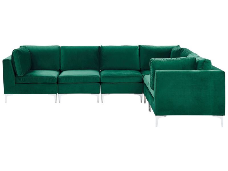 Sofa narożna Evja Zielony Welur Lewostronny 1 szt.