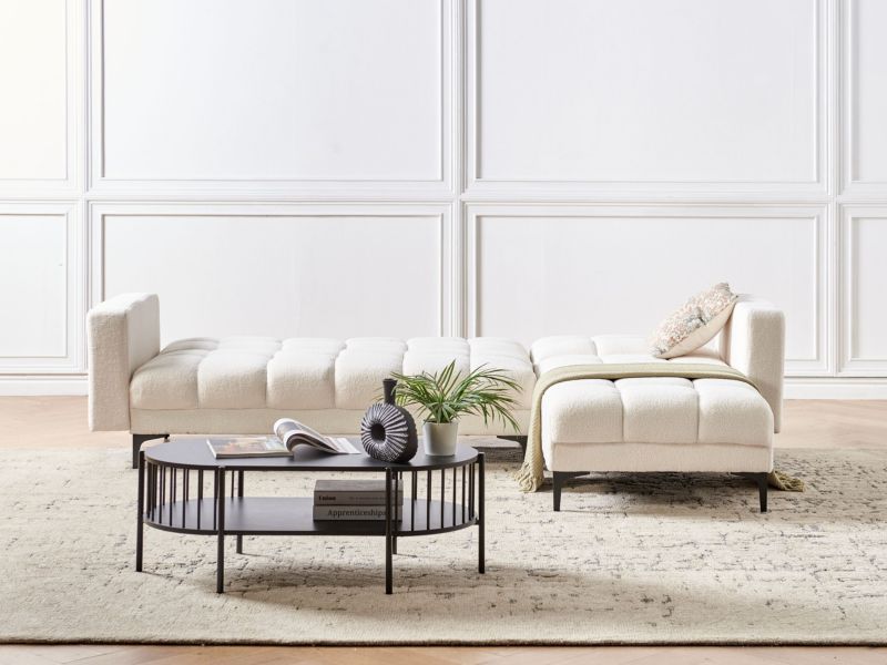 Sofa narożna lewostronna Alnes Boucle Biały 1 szt.