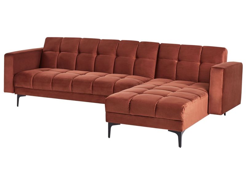Sofa narożna lewostronna Alnes Jasnoczerwony Welur 1 szt.