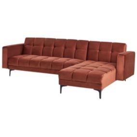 Sofa narożna lewostronna Alnes Jasnoczerwony Welur 1 szt.