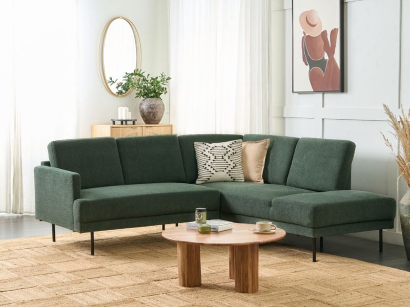 Sofa narożna lewostronna Breda Ciemnozielony Tkanina Lewostronny 1 szt.