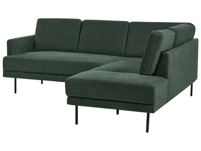 Sofa narożna lewostronna Breda Ciemnozielony Tkanina Lewostronny 1 szt.