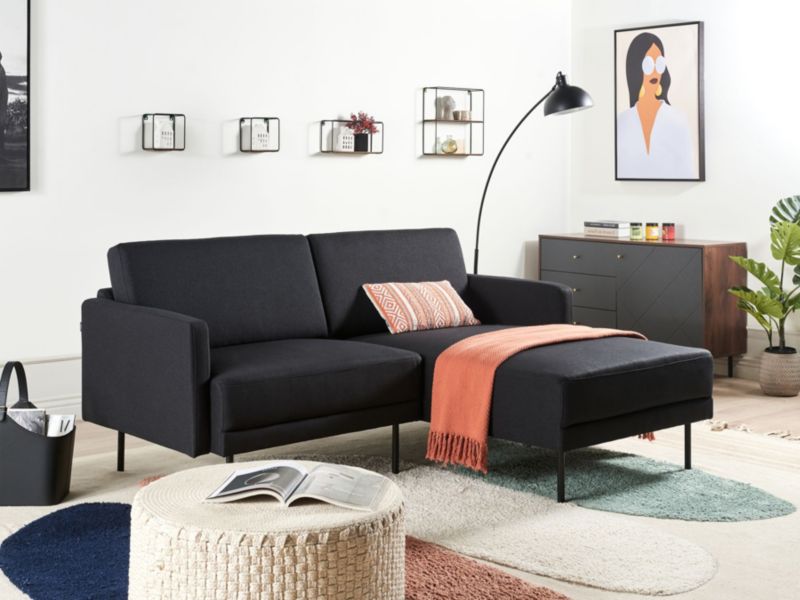 Sofa narożna lewostronna Breda Czarny 2-osobowa Lewostronny 1 szt.