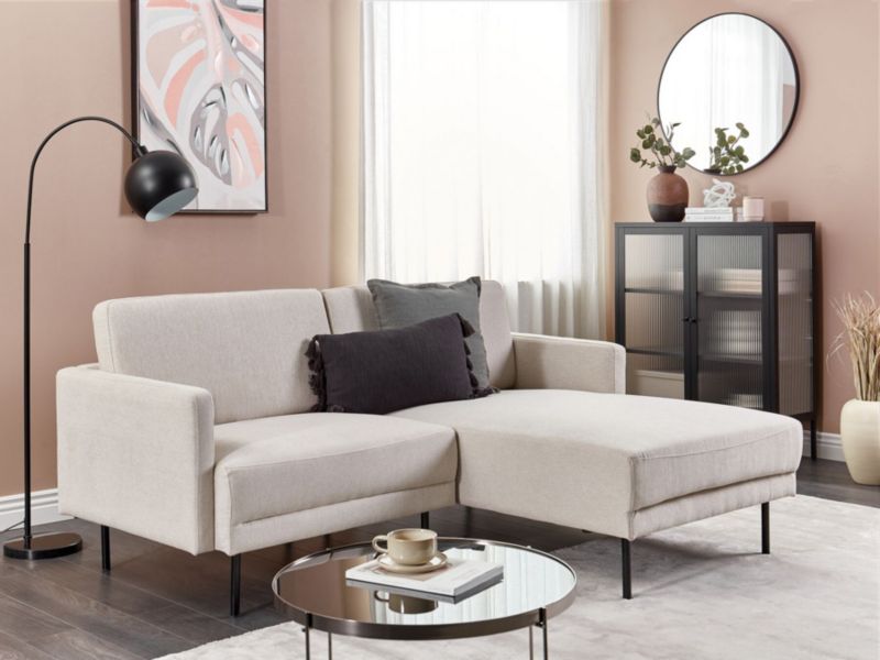 Sofa narożna lewostronna Breda Jasnobeżowy Tkanina 2-osobowa Lewostronny 1 szt.