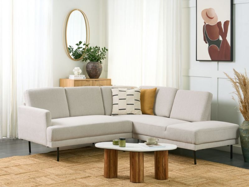 Sofa narożna lewostronna Breda Jasnobeżowy Tkanina Lewostronny 1 szt.
