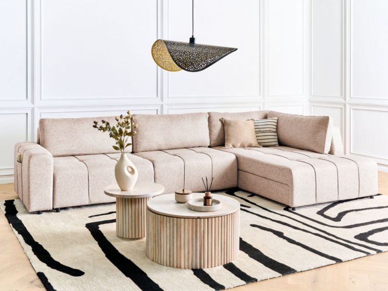 Sofa narożna lewostronna Innvik Jasnobrązowy Tkanina Lewostronny 1 szt.