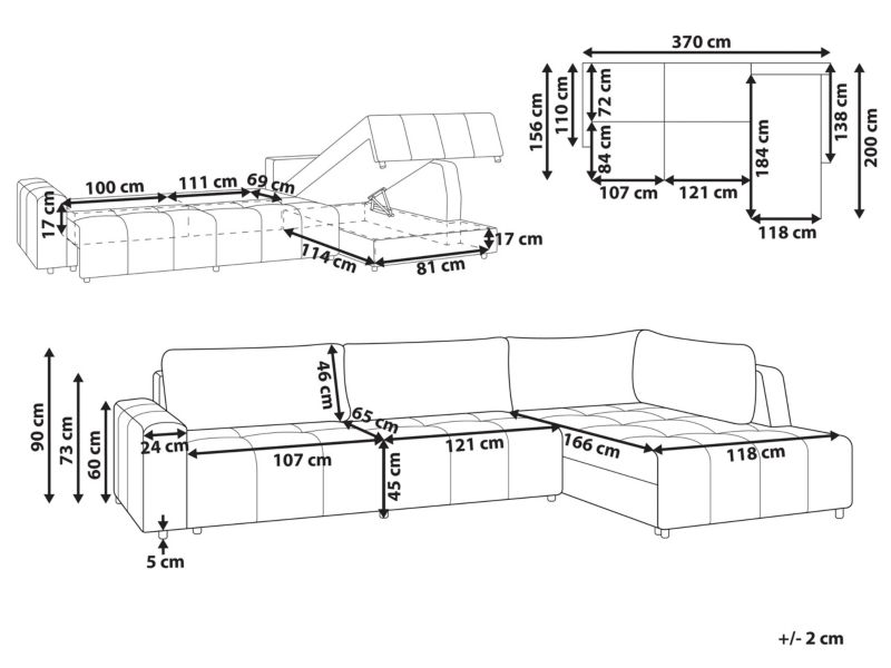 Sofa narożna lewostronna Innvik Jasnobrązowy Tkanina Lewostronny 1 szt.
