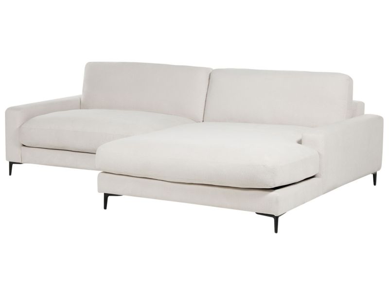 Sofa narożna lewostronna Maloy Złamana biel Tkanina szenilowa Lewostronny 1 szt.