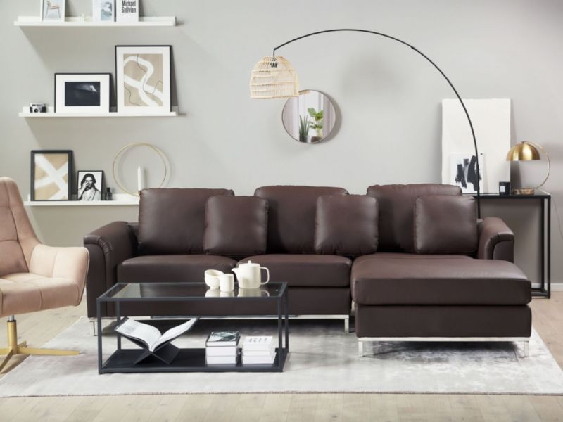 Sofa narożna lewostronna Oslo Brązowy Skóra naturalna Lewostronny 1 szt.