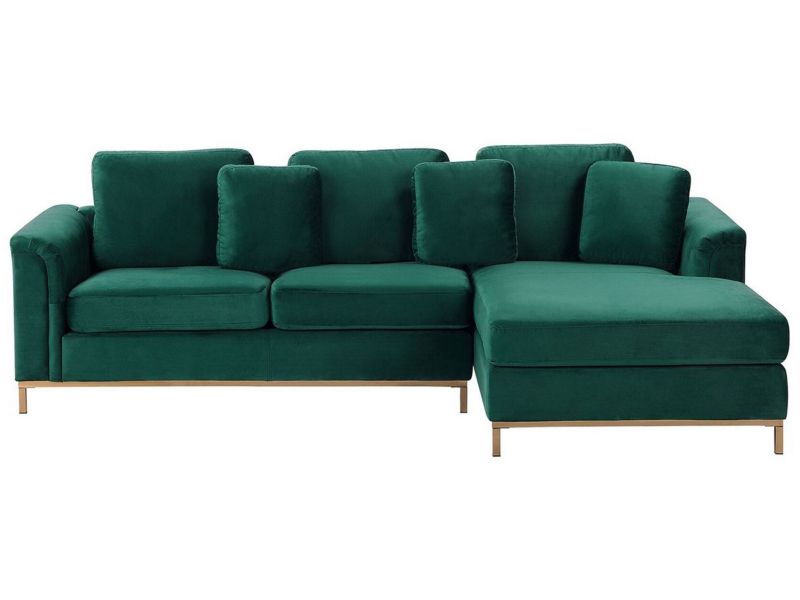 Sofa narożna lewostronna Oslo Ciemnozielony Welur Lewostronny 1 szt.