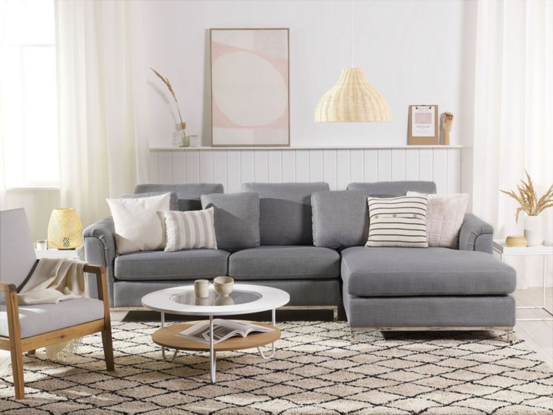 Sofa narożna lewostronna Oslo Jasnoszary Tkanina Lewostronny 1 szt.