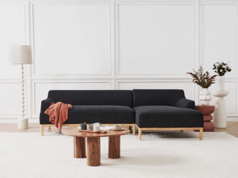 Sofa narożna lewostronna Sosjo Czarny Tkanina Lewostronny 1 szt.