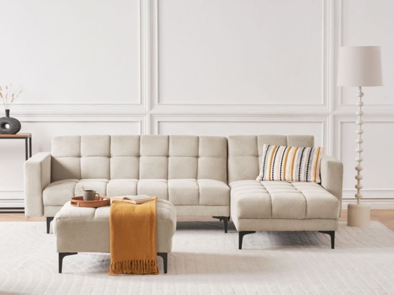 Sofa narożna lewostronna z otomaną Alnes Beżowy Lewostronny 1 kpl