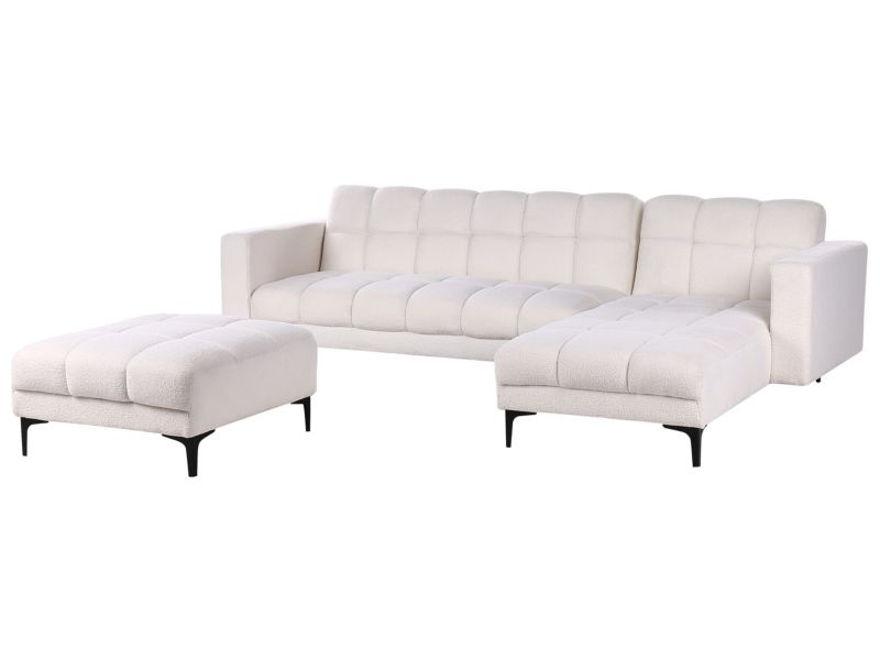 Sofa narożna lewostronna z otomaną Alnes Boucle Biały Lewostronny 1 kpl