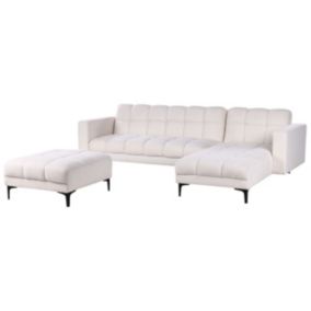 Sofa narożna lewostronna z otomaną Alnes Boucle Biały Lewostronny 1 kpl