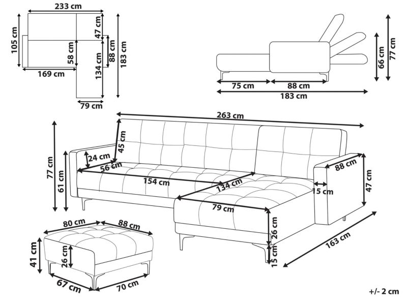 Sofa narożna lewostronna z otomaną Alnes Boucle Biały Lewostronny 1 kpl