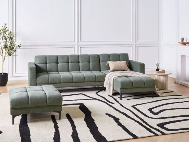 Sofa narożna lewostronna z otomaną Alnes Ciemnozielony Lewostronny 1 kpl