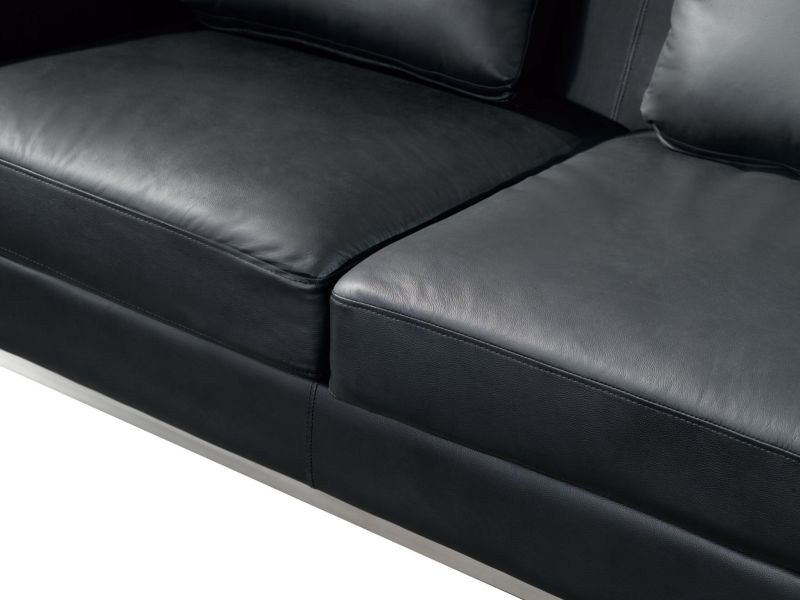 Sofa narożna lewostronna z otomaną Oslo Skóra naturalna Czarny Lewostronny 1 kpl