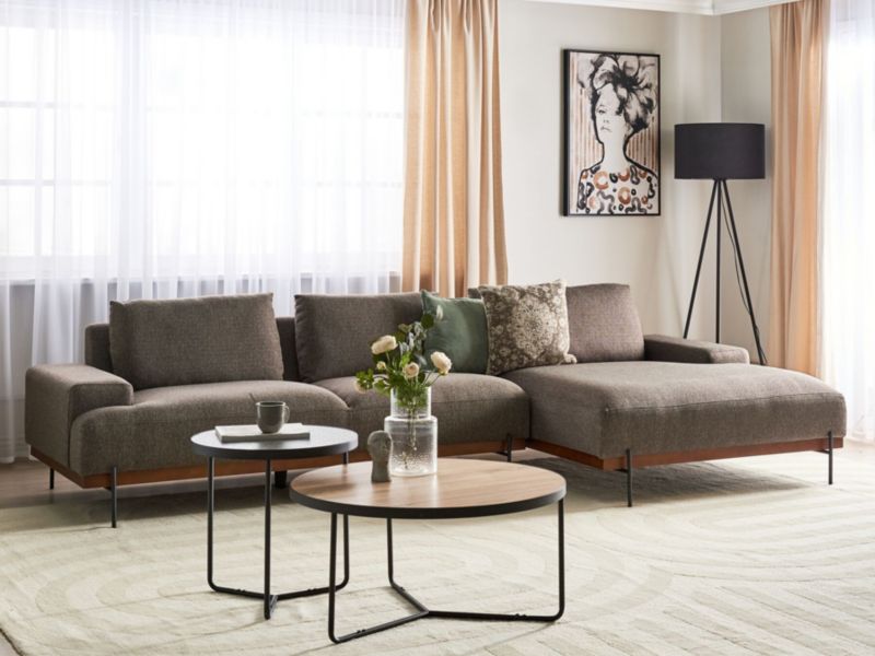 Sofa narożna Mariferd Brązowy Tkanina Lewostronny 1 szt.