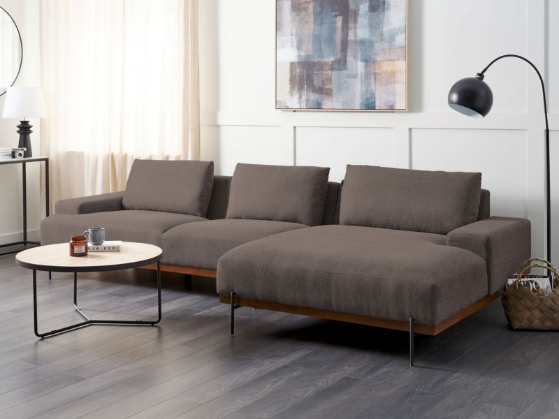 Sofa narożna Mariferd Brązowy Tkanina Lewostronny 1 szt.