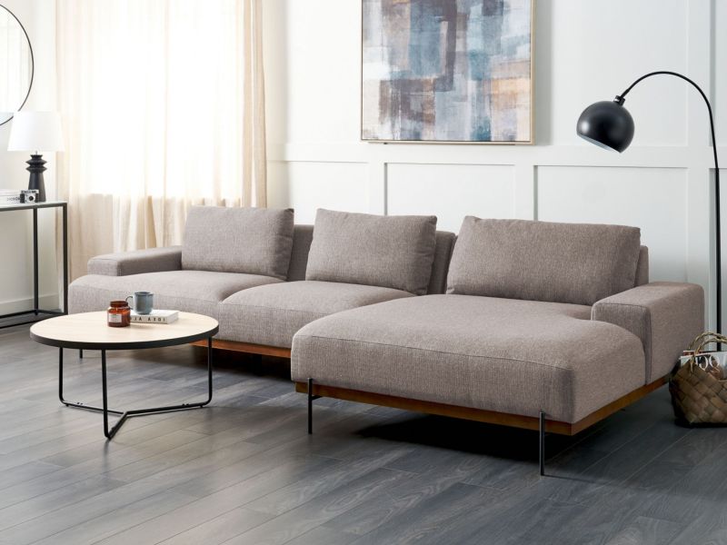 Sofa narożna Mariferd Jasnobrązowy Tkanina Lewostronny 1 szt.