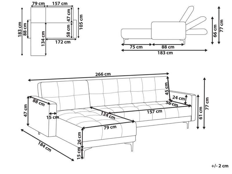 Sofa narożna prawostronna Alnes Ciemnozielony Prawostronny 1 szt.