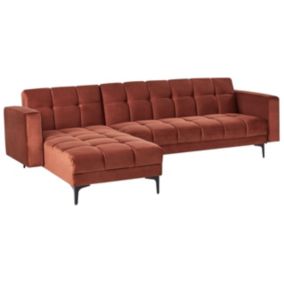 Sofa narożna prawostronna Alnes Welur Jasnoczerwony Prawostronny 1 kpl