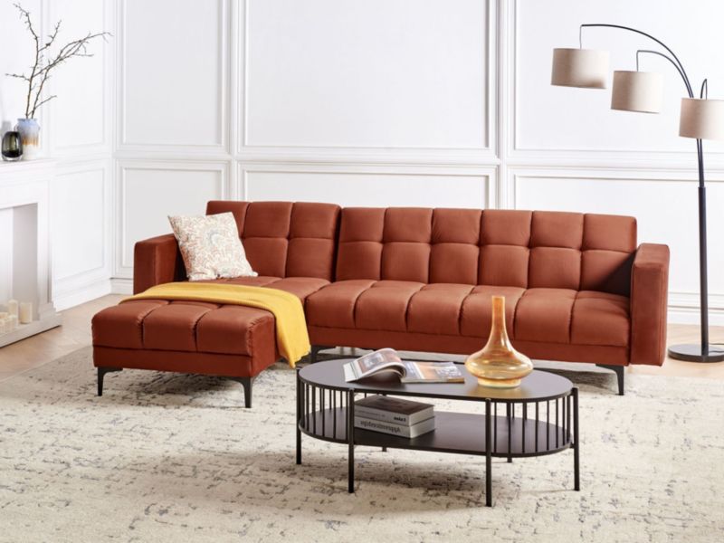 Sofa narożna prawostronna Alnes Welur Jasnoczerwony Prawostronny 1 kpl