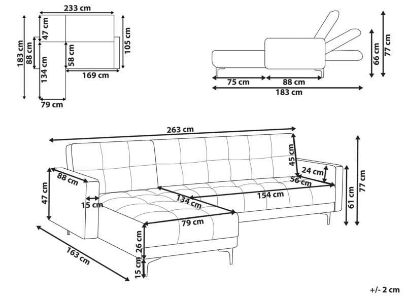 Sofa narożna prawostronna Alnes Welur Jasnoczerwony Prawostronny 1 kpl