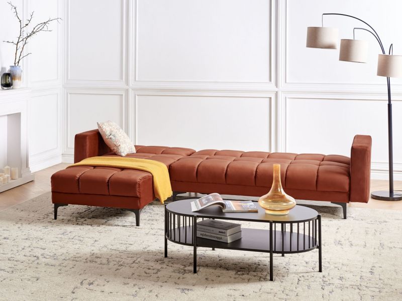 Sofa narożna prawostronna Alnes Welur Jasnoczerwony Prawostronny 1 kpl