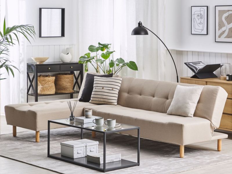 Sofa narożna prawostronna Alsten Jasnobeżowy Tkanina Prawostronny 1 szt.