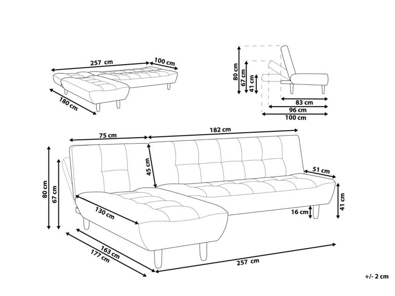 Sofa narożna prawostronna Alsten Jasnobeżowy Tkanina Prawostronny 1 szt.