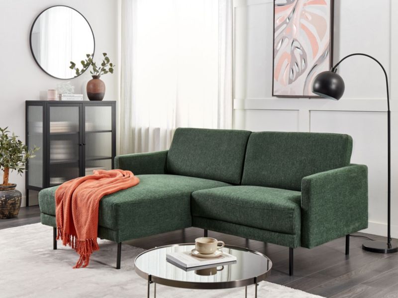 Sofa narożna prawostronna Breda Ciemnozielony Tkanina 2-osobowa Prawostronny 1 szt.