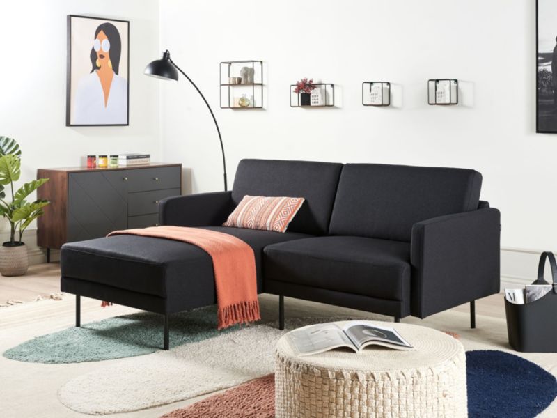 Sofa narożna prawostronna Breda Czarny 2-osobowa Prawostronny 1 szt.
