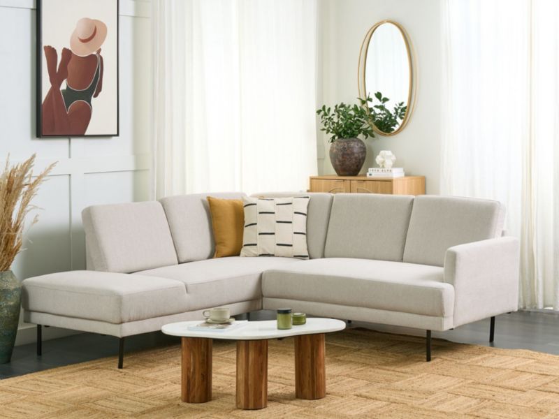 Sofa narożna prawostronna Breda  Jasnobeżowy Prawostronny 1 szt.