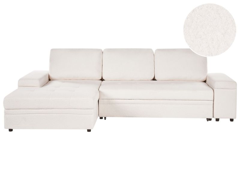 Sofa narożna prawostronna Hrisey Boucle Biały Prawostronny 1 szt.
