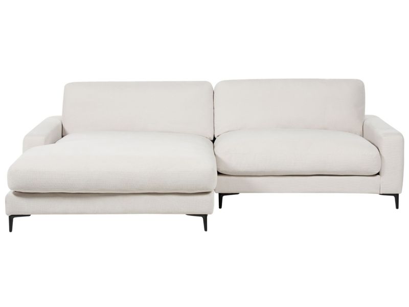 Sofa narożna prawostronna Maloy Złamana biel Tkanina szenilowa Prawostronny 1 szt.