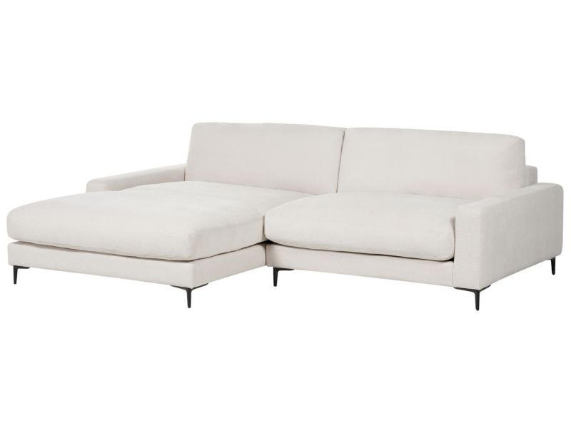 Sofa narożna prawostronna Maloy Złamana biel Tkanina szenilowa Prawostronny 1 szt.