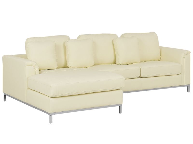 Sofa narożna prawostronna Oslo Beżowy Skóra naturalna Prawostronny 1 szt.