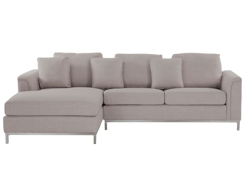 Sofa narożna prawostronna Oslo Beżowy Tkanina Prawostronny 1 szt.