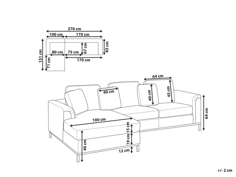 Sofa narożna prawostronna Oslo Beżowy Tkanina Prawostronny 1 szt.