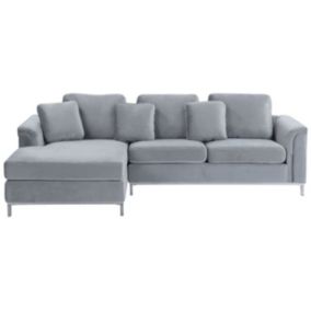 Sofa narożna prawostronna Oslo Jasnoszary Tkanina Prawostronny 1 szt.